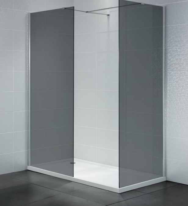April Identiti 800mm Wetroom Smoked Glass Shower Panel