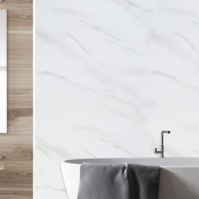 White Marble Aquadry PVC Single Wetpanel Shower Board 1000 x 2400mm