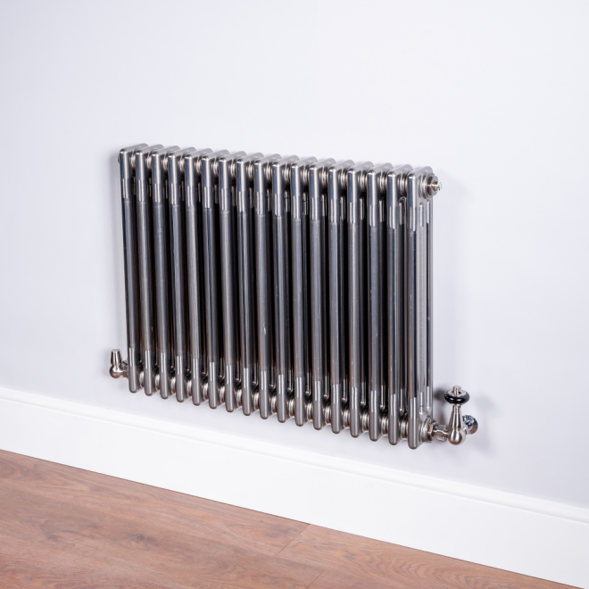 DQ Ardent 600 x 1404mm 3 Column Bare Metal Lacquer Horizontal Radiator
