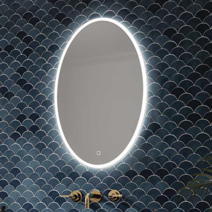 HIB Arena 80 Ambient Oval LED Bathroom Mirror 800 x 500mm