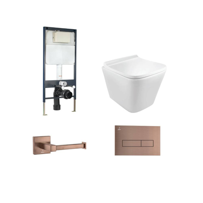 Jaquar Aria Rimless Wall Hung Toilet Antique Copper Bundle  