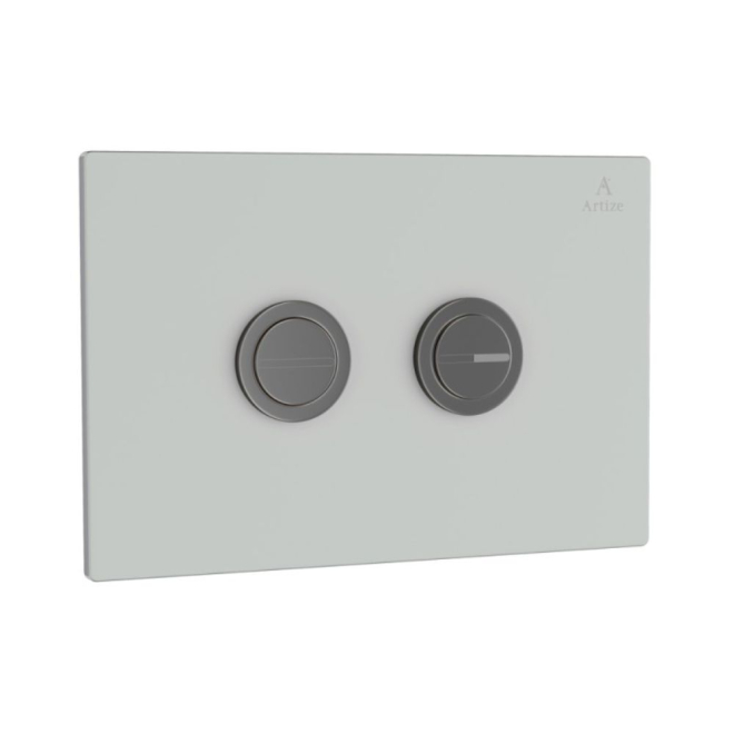 Artize Cilica Pneumatic White Glass Dual Flush Button In Black Chrome