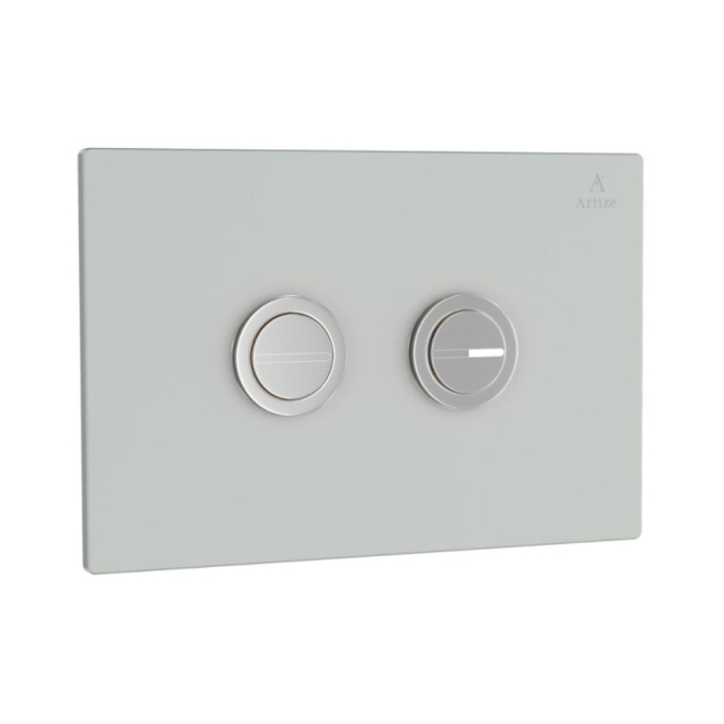Artize Cilica Pneumatic White Glass Dual Flush Button In Chrome
