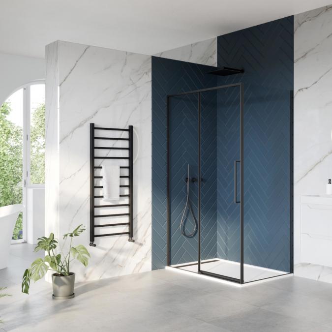 Dawn Asteria Slim 1000mm Black Sliding Shower Door