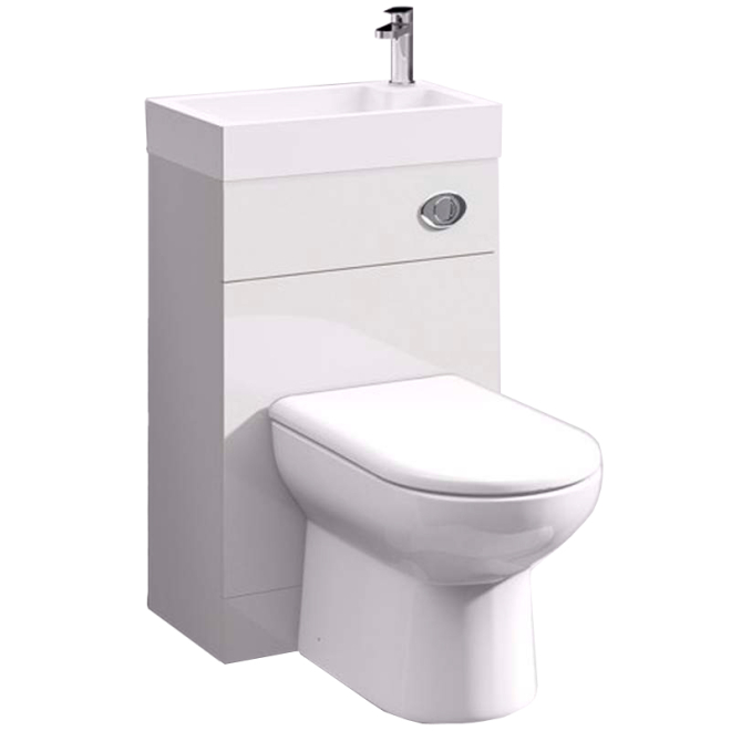 Athena Vault 2 in 1 WC & Gloss White Slimline Reduced Depth Vanity Unit