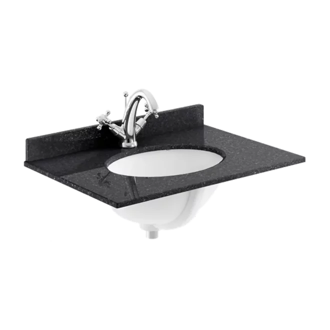 Bayswater 600mm Black Marble 1 Tap Hole Under Counter Basin and Worktop