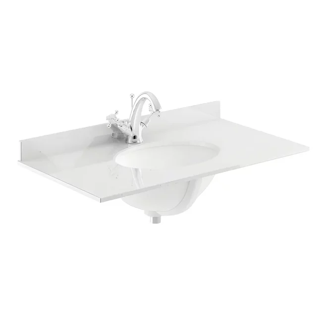 Bayswater 600mm White Marble 1 Tap Hole Under Counter Basin and Worktop