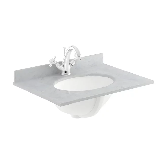 Bayswater 600mm Grey Marble 1 Tap Hole Under Counter Basin and Worktop