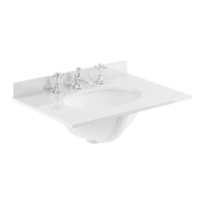 Bayswater 600mm White Marble 3 Tap Hole Under Counter Basin and Worktop