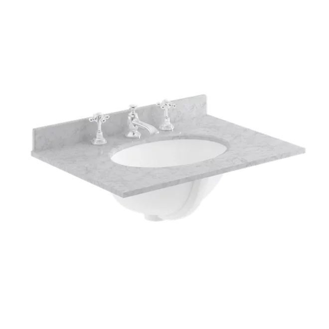 Bayswater 600mm Grey Marble 3 Tap Hole Under Counter Basin and Worktop