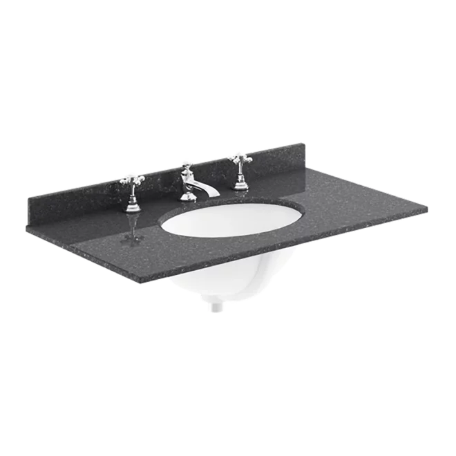 Bayswater 800mm Black Marble 3 Tap Hole Under Counter Basin and Worktop