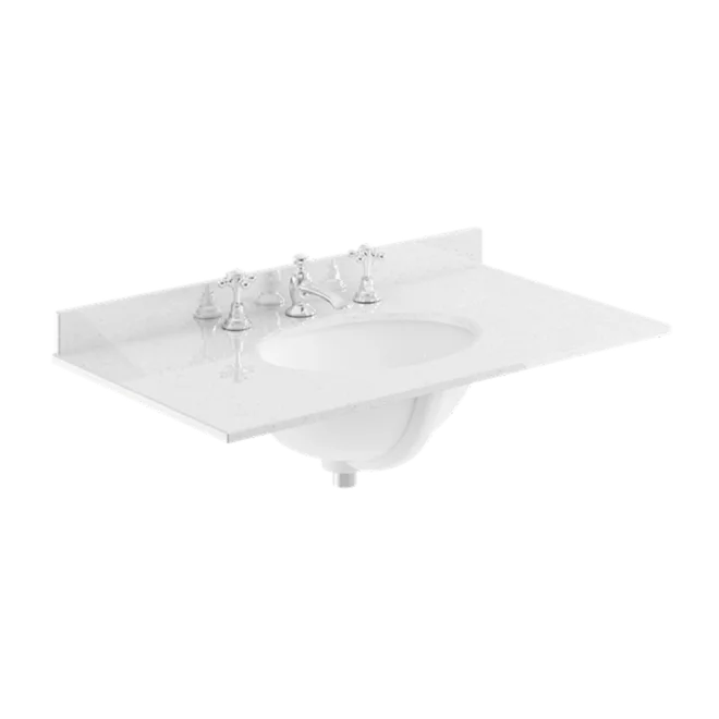 Bayswater 800mm White Marble 3 Tap Hole Under Counter Basin and Worktop