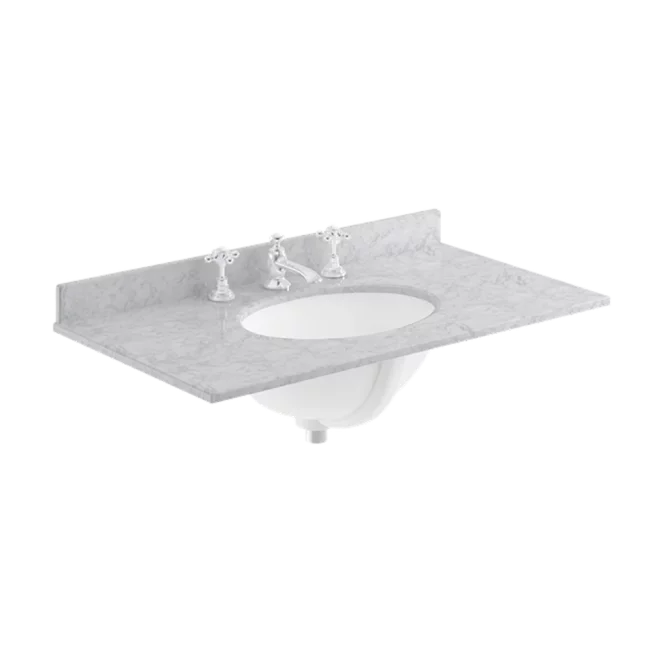 Bayswater 800mm Grey Marble 3 Tap Hole Under Counter Basin and Worktop