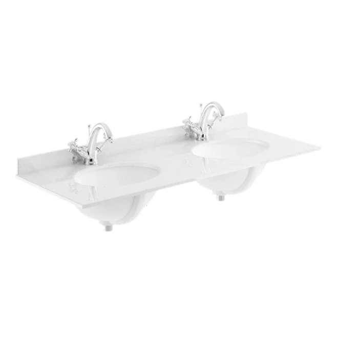 Bayswater 1200mm White Marble 1 Tap Hole Under Counter Twin Basin and Worktop