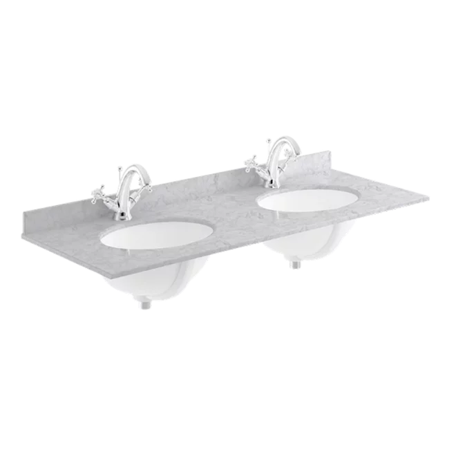 Bayswater 1200mm Grey Marble 1 Tap Hole Under Counter Twin Basin and Worktop