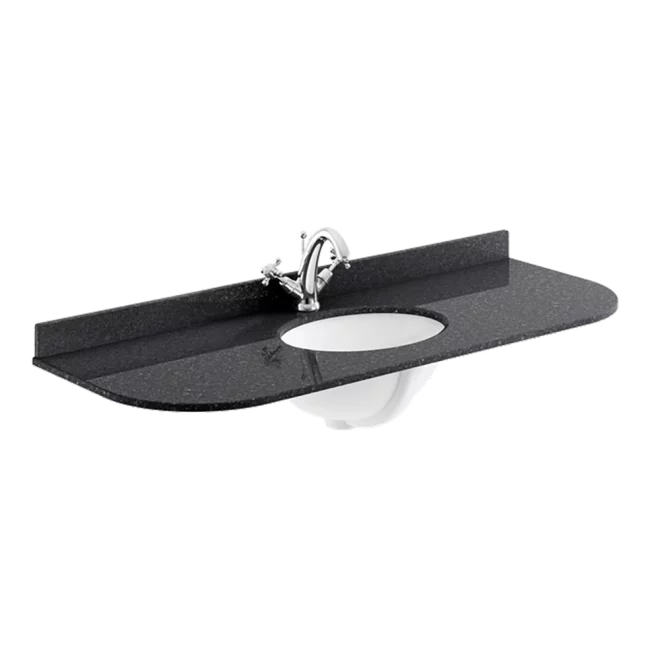 Bayswater 1200mm Black Marble 1 Tap Hole Under Counter Basin and Radius Worktop