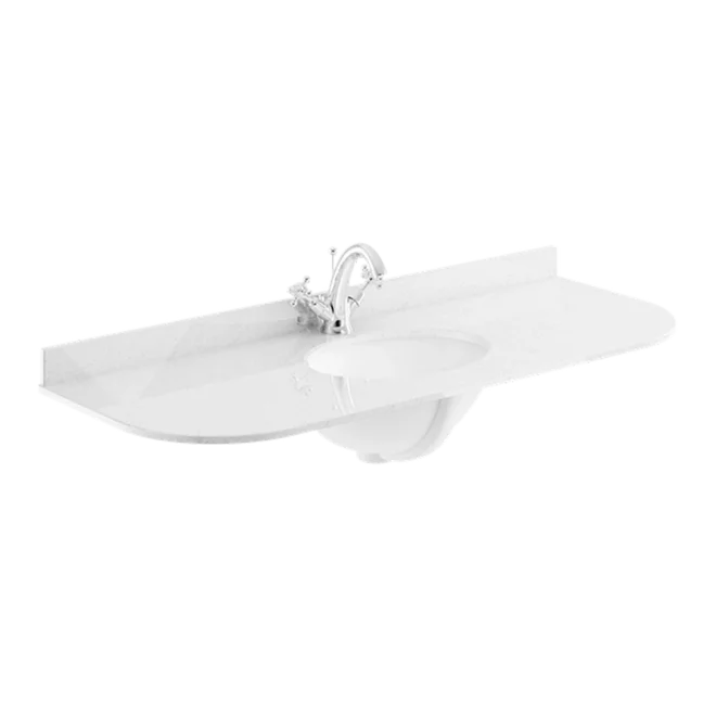 Bayswater 1200mm White Marble 1 Tap Hole Under Counter Basin and Radius Worktop
