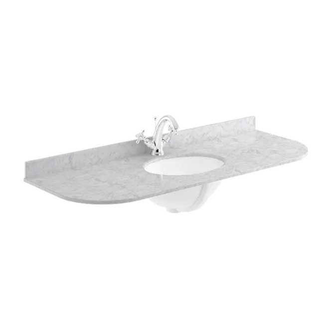 Bayswater 1200mm Grey Marble 1 Tap Hole Under Counter Basin and Radius Worktop
