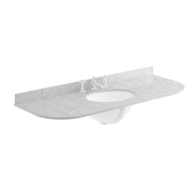 Bayswater 1200mm Grey Marble 3 Tap Hole Under Counter Basin and Radius Worktop