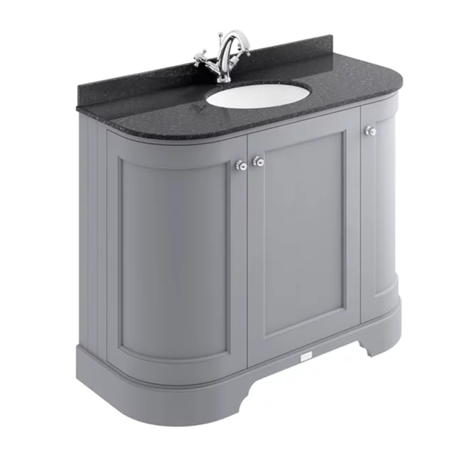 Bayswater Traditional 1000mm 3 Door Plummett Grey Curved Basin Cabinet 