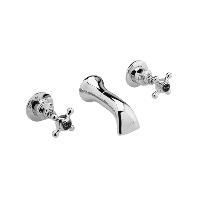 Bayswater Black And Chrome Wall Mounted Basin Mixer Tap