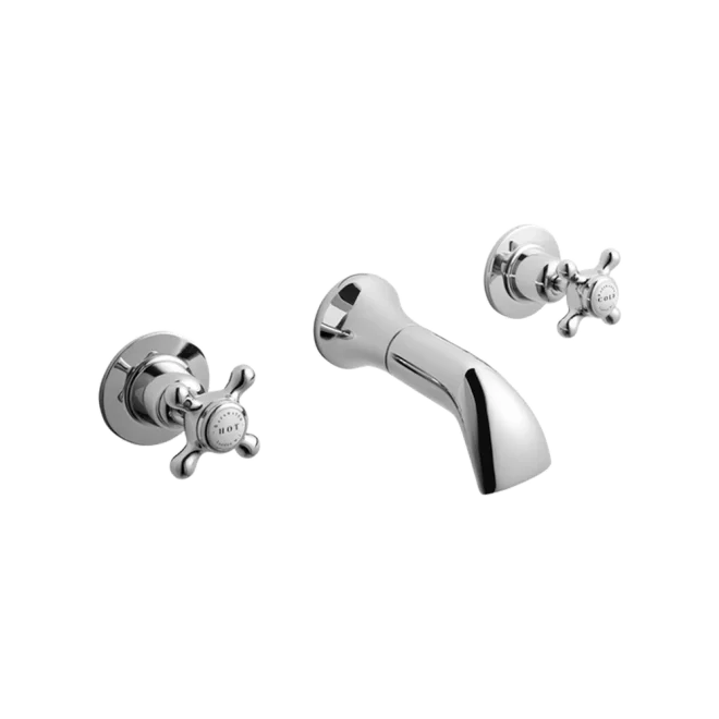 Bayswater White And Chrome Wall Mounted Basin Domed Collar Mixer Tap