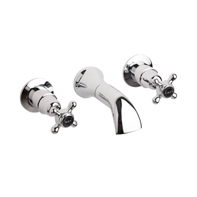 Bayswater Black And Chrome Wall Mounted Basin Domed Collar Mixer Tap