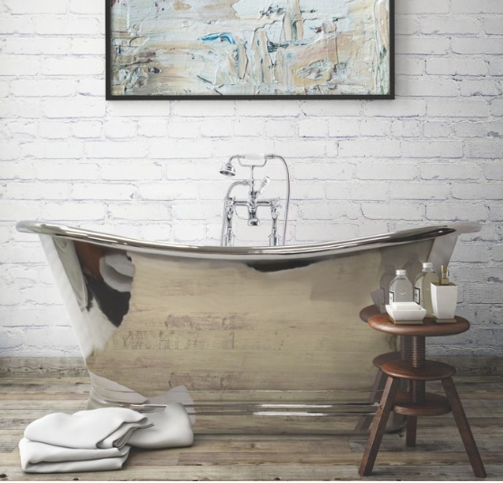 BC Designs Boat Nickel Classic Roll Top Bath, 1500 x 700