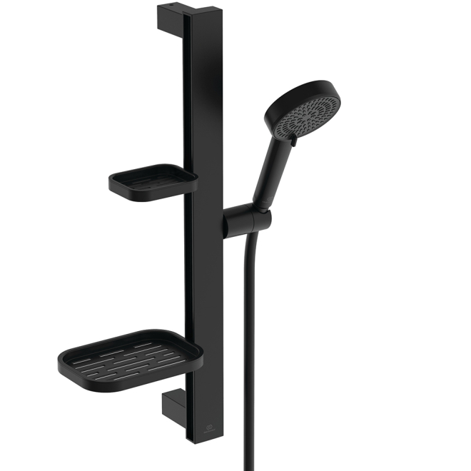 Ideal Standard Idealrain ALU+ Eco Shower Kit with  2-Function Handset, Rail and 1.75m Hose - Silk Black