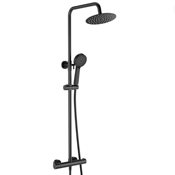 Middleton Matt Black Round Dual Head Shower