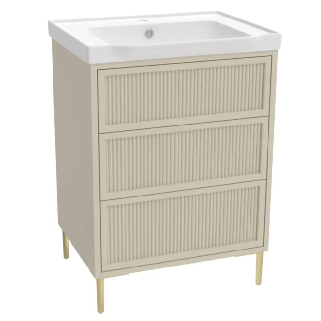 Lancia Bota 600mm Stone Fluted Freestanding Vanity Unit