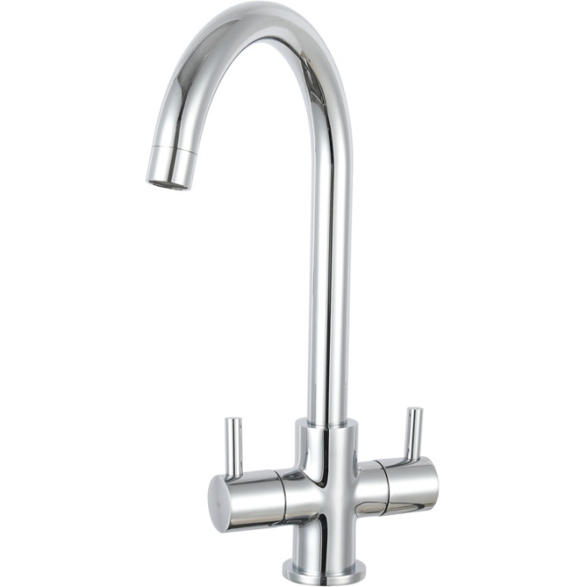 Prima+ Staten Swan Neck Dual Lever Chrome Kitchen Tap
