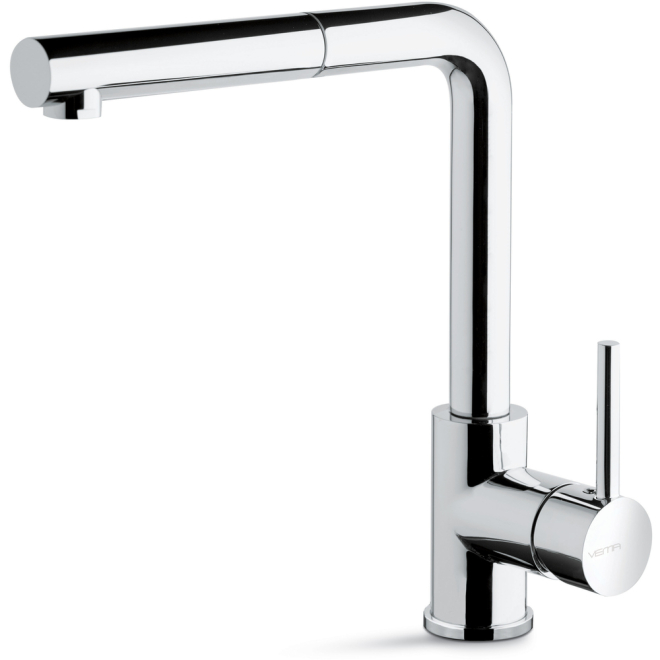 Prima+ Riace Single Lever Chrome L-Shaped Pull Out Kitchen Tap