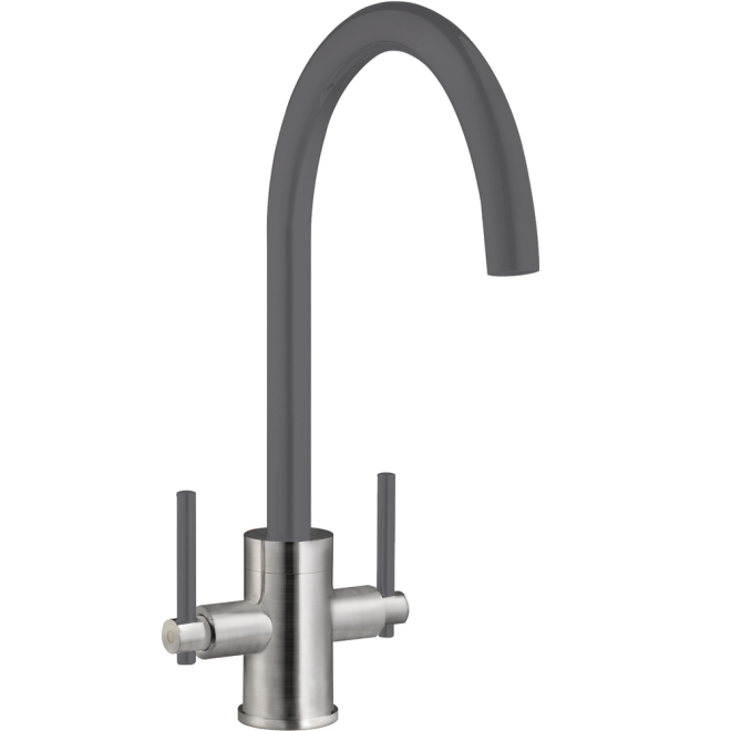 Prima+ Swan Neck Dual Lever Gunmetal Kitchen Tap