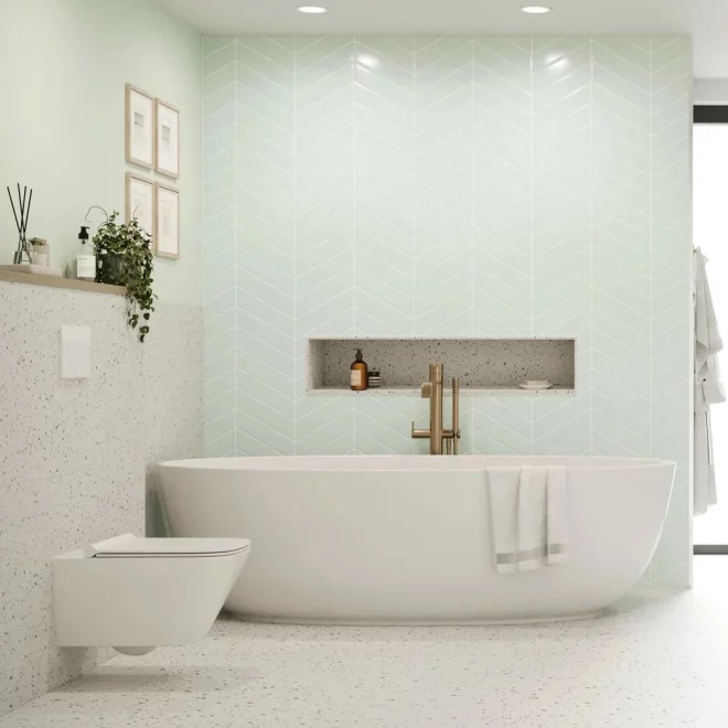 Glass Green Chevron Reco Tile Wall Panels