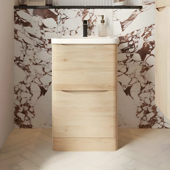 Scudo Bella 500 Davos Oak Floor Standing Vanity Unit