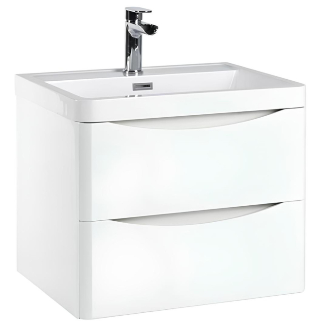 Scudo Bella 600 Gloss White Wall Hung Vanity