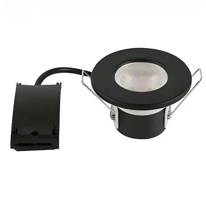 Gio Black 6W IP65 Fire Rated LED Downlight, Dimmable & Light Colour Selectable