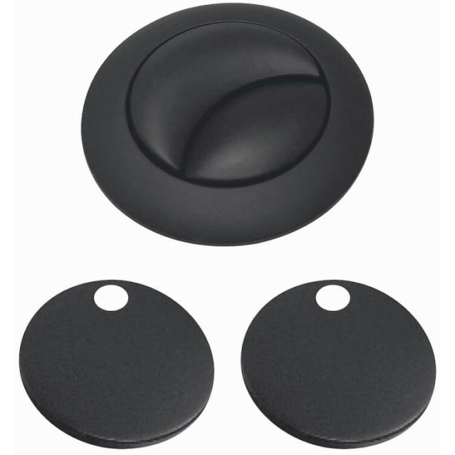 Lancia Matt Black Toilet Flush Button and Toilet Seat Hinge Covers