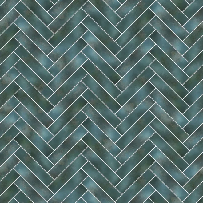 Kinewall Green Blue Herringbone Shower Panel 1500 x 2500mm
