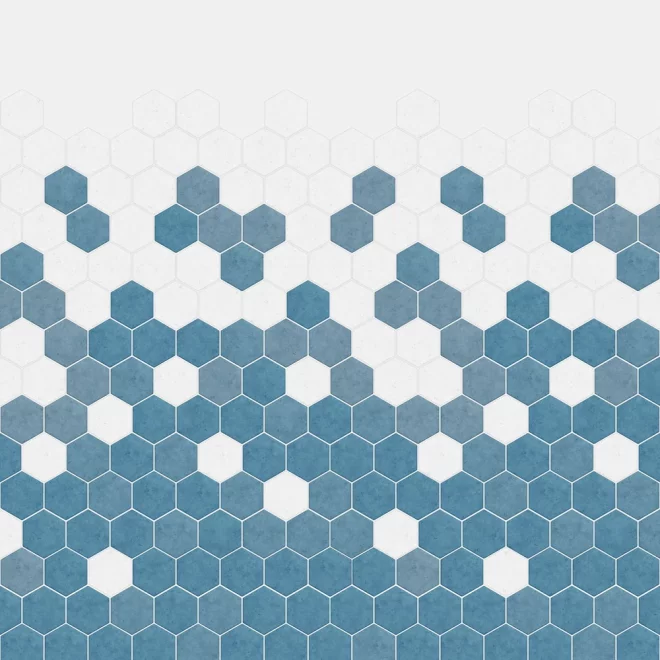Kinewall Blue Monochrome Hexagon Shower Panel 1000 x 2500mm