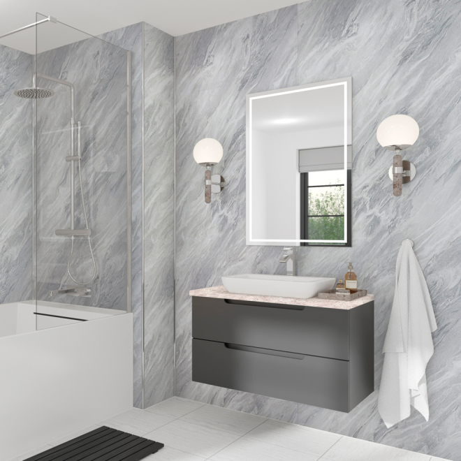 Brera Marble Wetwall Mermaid Plywood Bathroom Wall Boards