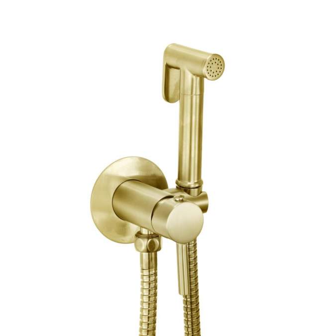 Scudo Brushed Brass Douche Kit with Outlet Elbow - DOUCHE011