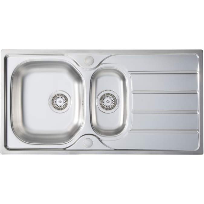 Prima 1.5 Bowl 965 x 500mm Inset Kitchen Sink - Stainless Steel