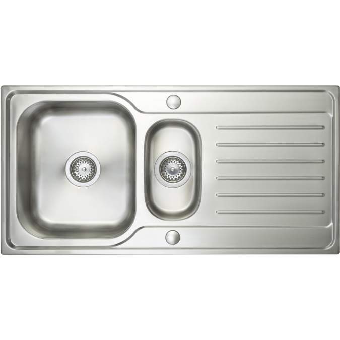 Prima Deep 1.5 Bowl & Drainer Inset Kitchen Sink - Polished Steel