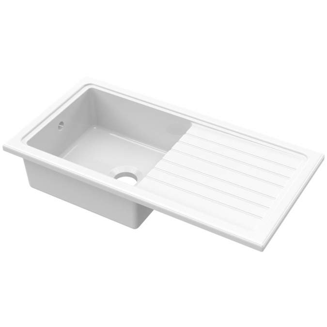 NUIE Fireclay Single Bowl Counter Top Sink 1010 x 525mm