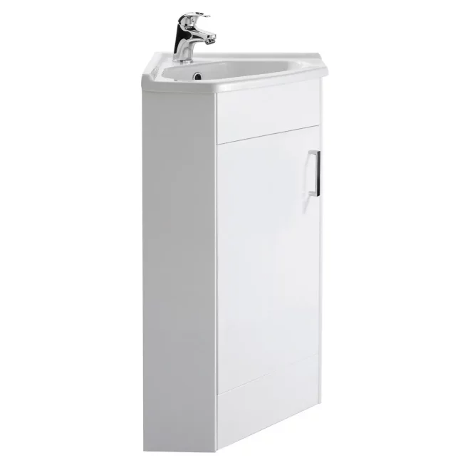 Nuie Mayford Single Door Corner Vanity Unit with Ceramic Basin