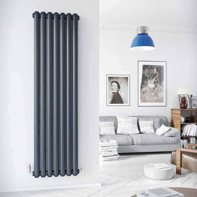 DQ Cassius 1800 x 230 Vertical Radiator Anthracite Texture