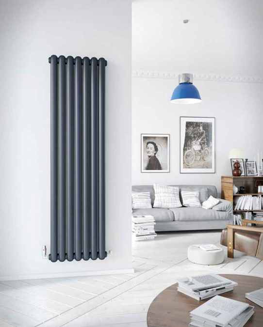 Dante Radiator DQ Cassius 1800 x 370 Vertical Radiator Anthracite Texture, CASSIUS180/5-A