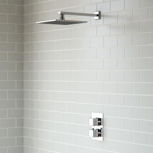 Square Shower Pack 2 - Challan Single Outlet Valve & Rainfall Shower Head